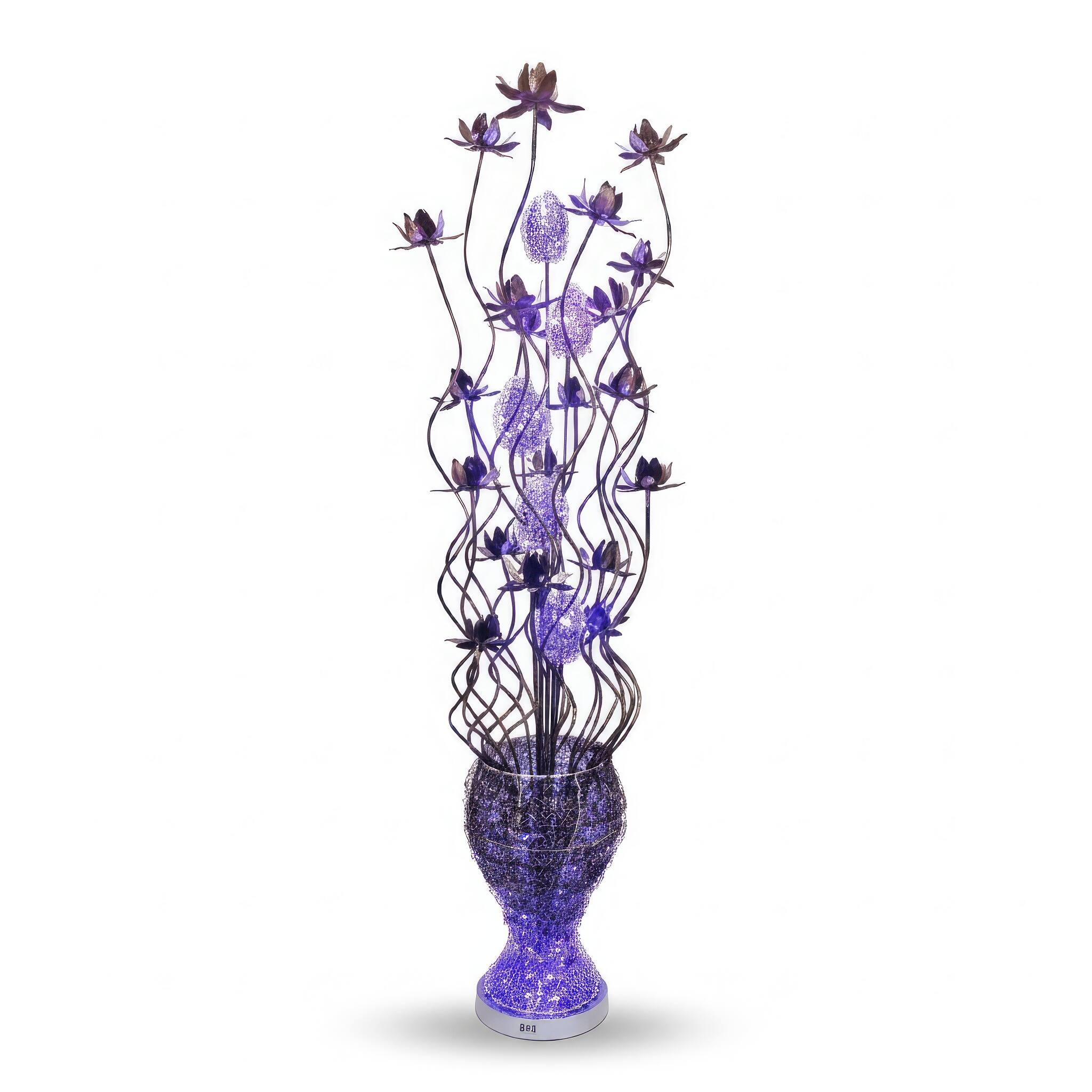Angle. FC Design - 60"H Blue LED Blossom Decorative Floor Lamp for Home & Office.