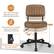 The text on the image is grouped and corrected as follows:
1. 360 Swivel Design: Easily find a correct and comfortable sitting position.
2. Adjustable Seat Height: Match various tables for multitasking convenience.
3. 17"-21": Lift the lever to adjust the seat height.