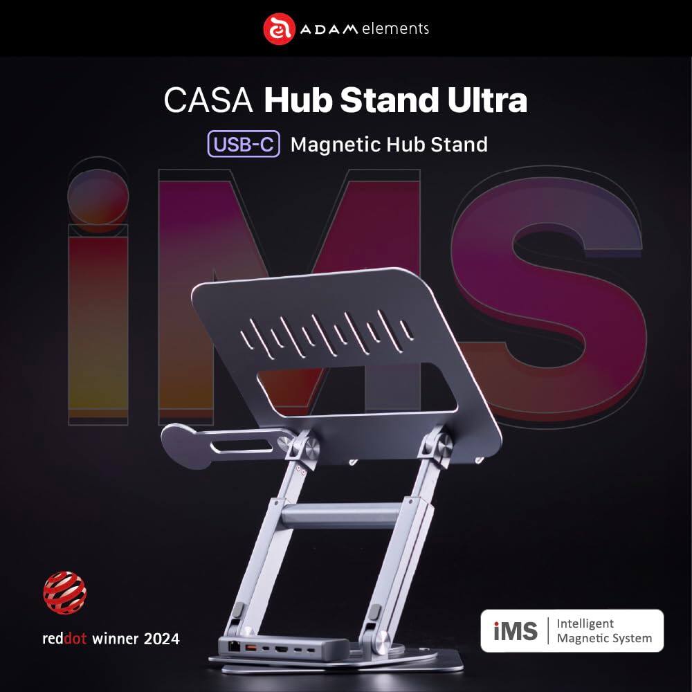 ADAM elements CASA Hub Stand Ultra USB-C Magnetic Hub Stand  
IMS Intelligent Magnetic System  
reddot winner 2024