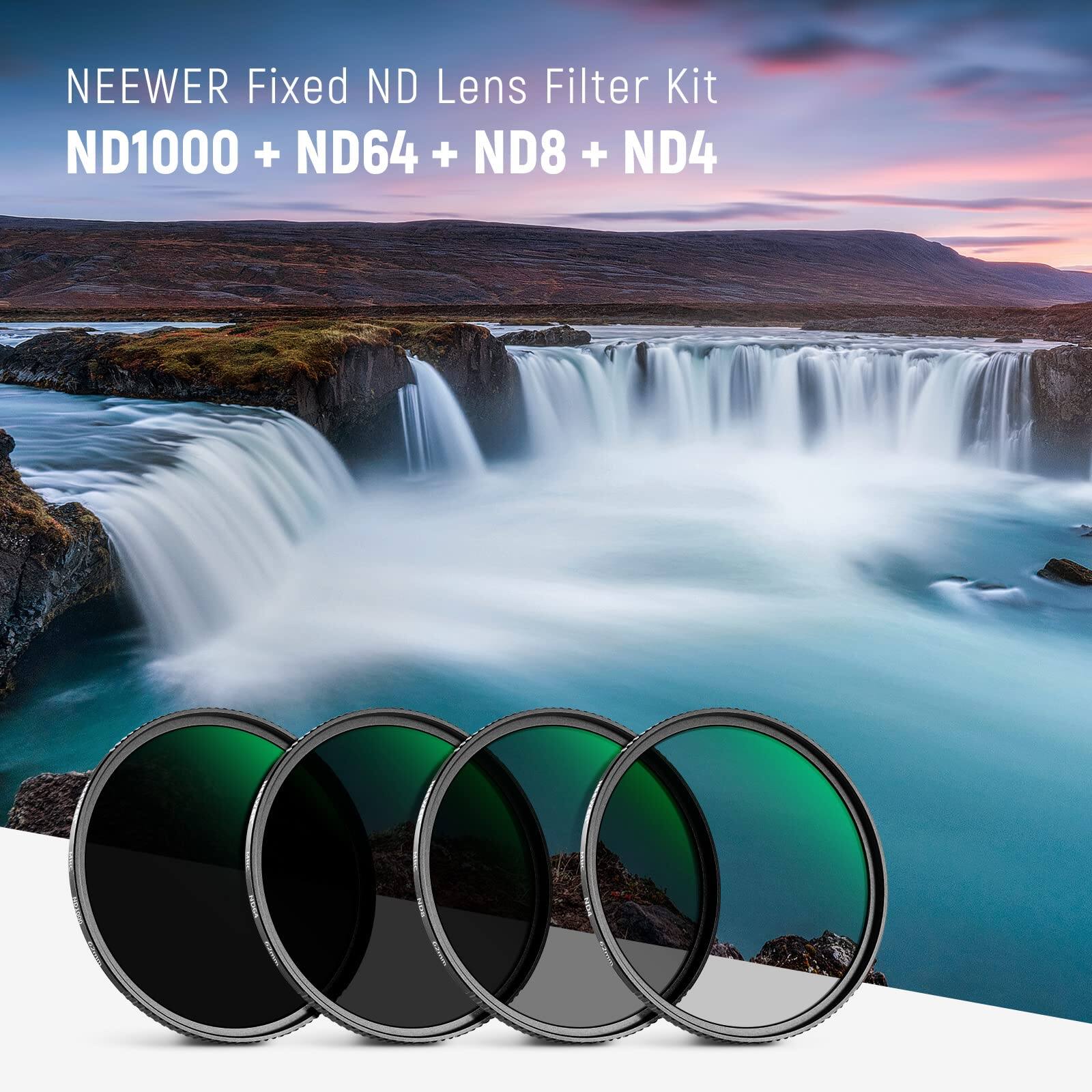 NEEWER Fixed ND Lens Filter Kit ND1000 + ND64 + ND8 + ND4