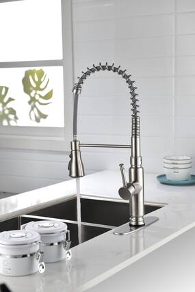 Front. Siljoy - Touch Kitchen Faucet with Pull Down Sprayer - Brushed Nickel.