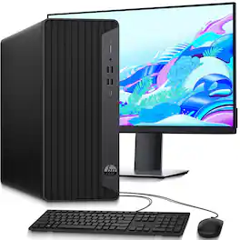 HP - Refurbished Excellent - G6 Tower Desktop PC | Intel Core i5-10th 3.1GHz | 16GB DDR4 RAM | 512GB SSD | 24" LED | KB & Mouse | Wi-Fi | Win11 - Black