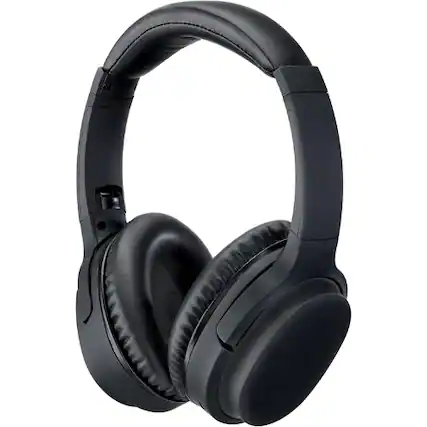 Front. iLive Electronics - iLive Electronics IAHN40B Active Noise Cancelling Bluetooth Headphones, Adjustable Headband, 3.5mm Cable, Black.