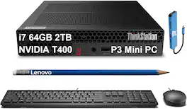 Lenovo - ThinkStation P3 Tiny Workstation Desktop - Intel Core i7 - NVIDIA T400 - 64GB Memory - 2TB SSD - Windows 11 Pro