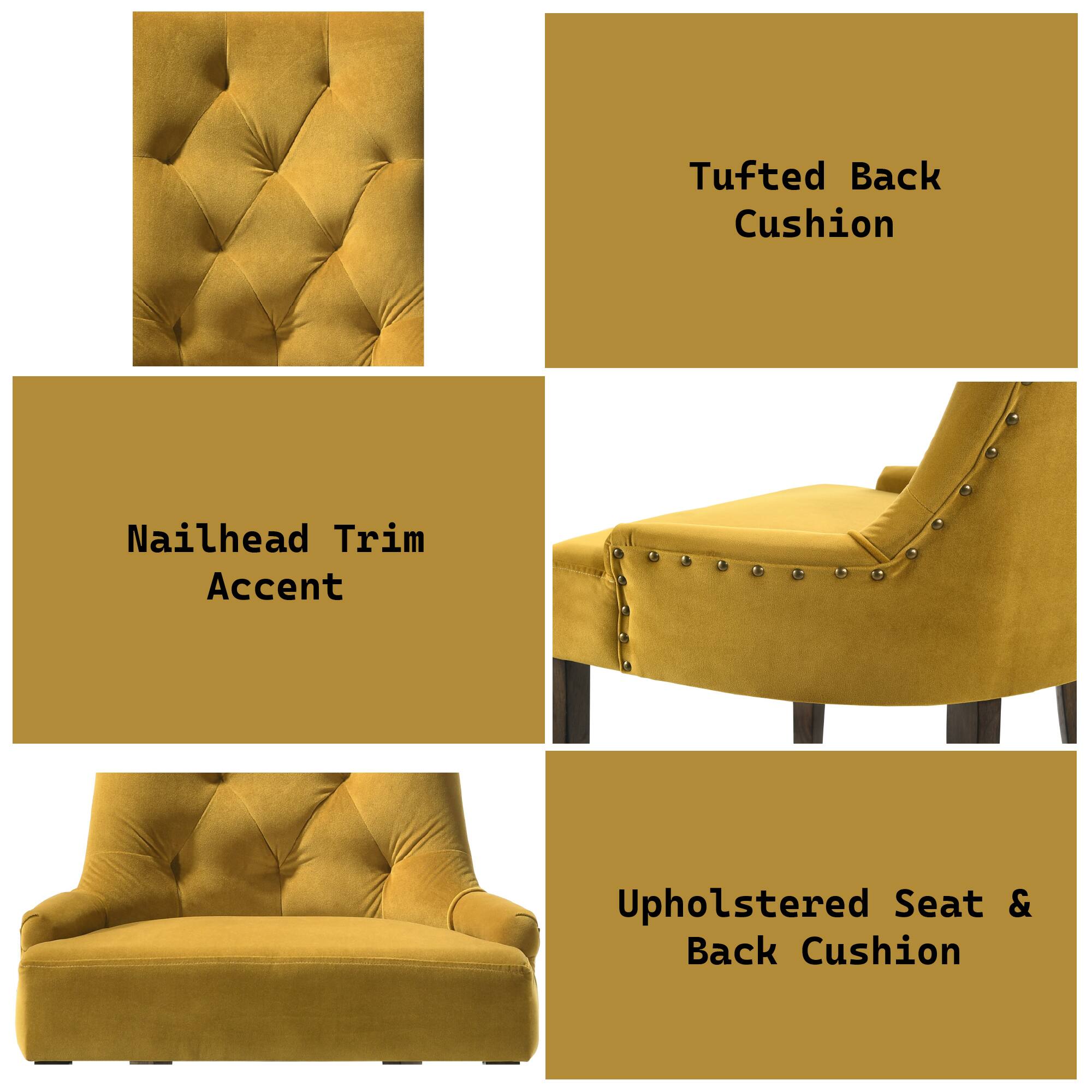 - Tufted Back Cushion
- Nailhead Trim Accent
- Upholstered Seat & Back Cushion