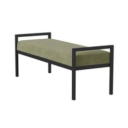 SlickBlue - Modern Industrial Bed Bench with Metal Frame and Velvet Cushion - Green