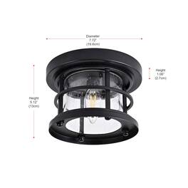 Elegant Lighting - Carla 8 inch Outdoor Flush Mount Ceiling Light in Black - Black And Clear