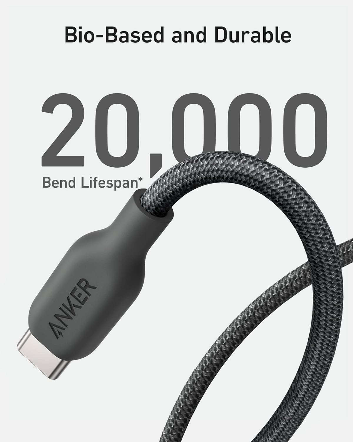 Bio-Based and Durable  
20,000 Bend Lifespan*  
ANKER