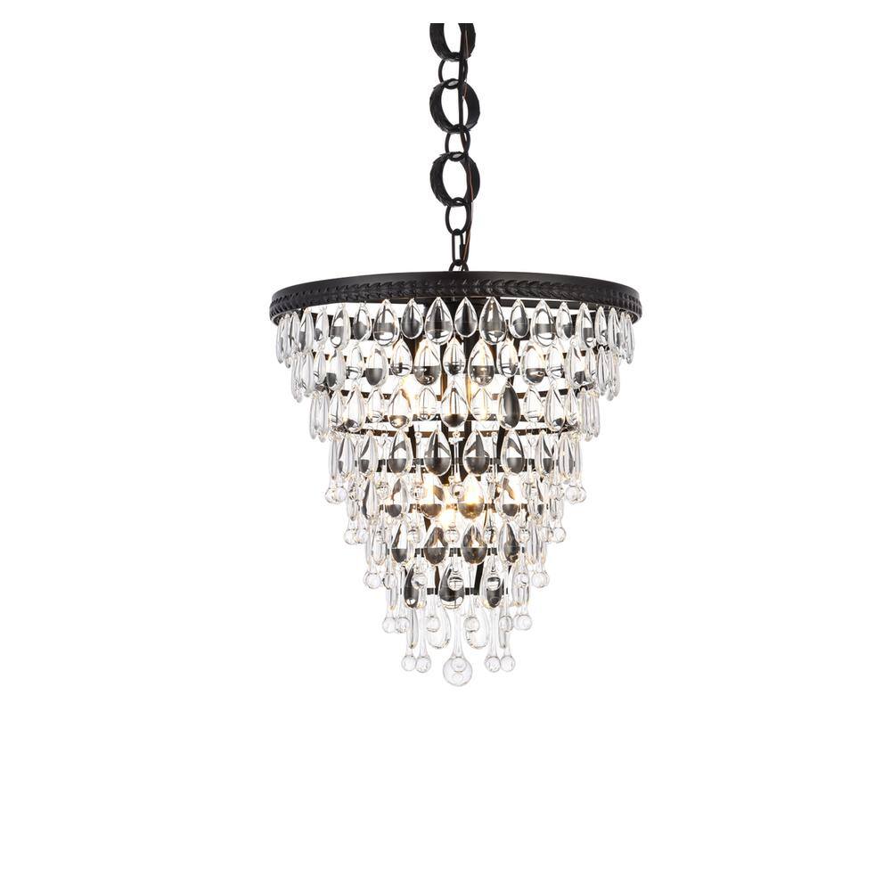 Alt View 4. Elegant Lighting - Nordic 5 lights black pendant - Black And Clear.