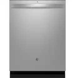 GE - 24" Top Control Built-In Tub Dishwasher with 3rd Rack, Sanitize Cycle and 47 dBA - Stainless Steel - Front_Zoom