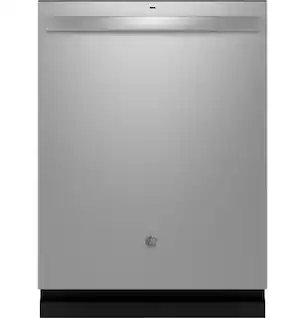 Front. GE - 24" Top Control Built-In Stainless Steel Tub Dishwasher with 3rd Rack, Sanitize Cycle and 47 dBA - Stainless Steel.