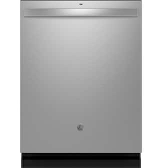 Front. GE - 24" Top Control Built-In Stainless Steel Tub Dishwasher with 3rd Rack, Sanitize Cycle and 47 dBA - Stainless Steel.