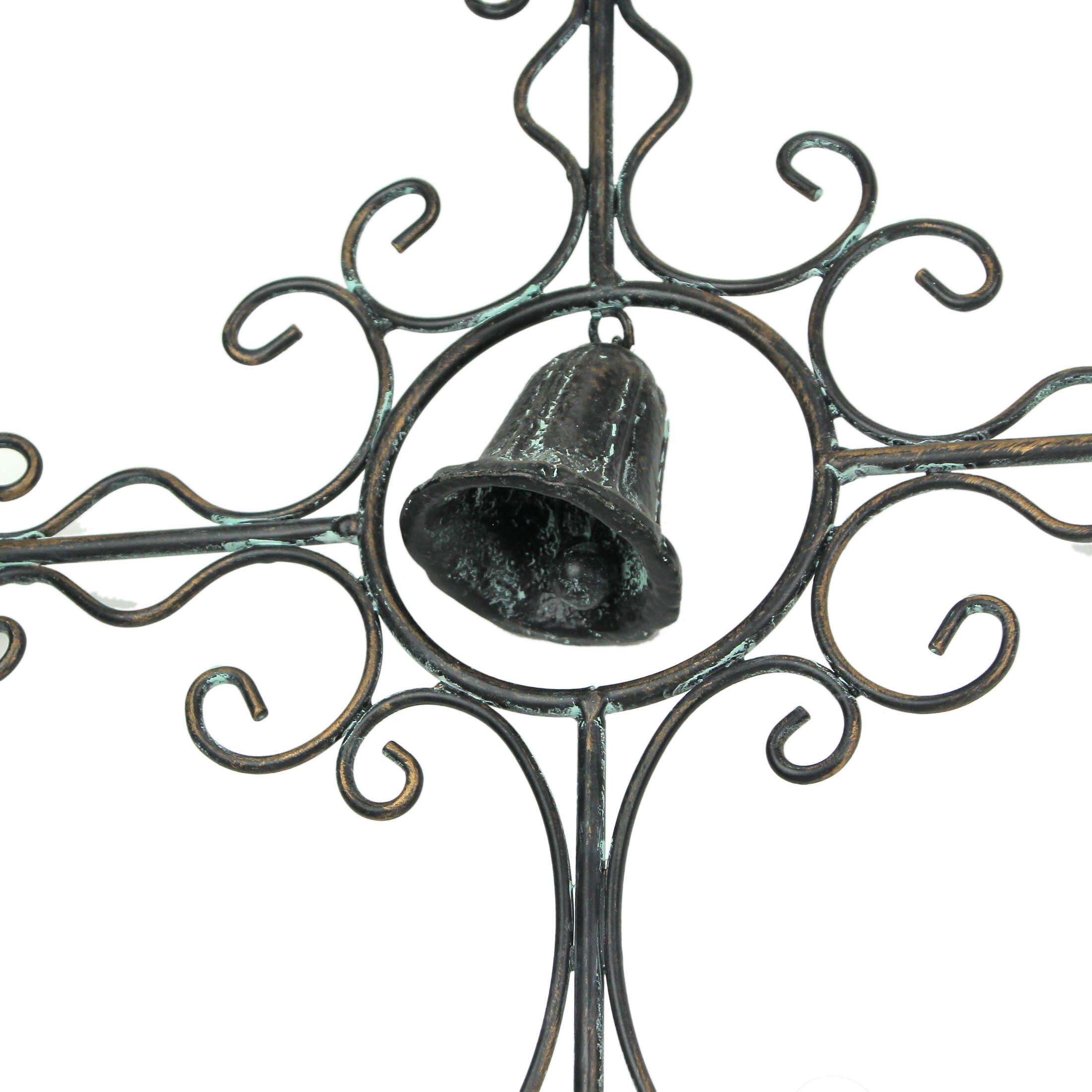 Alt View 2. Things2Die4 - Set of 2 Bronze Finished Scroll Design Metal Garden Stakes With Wind Bells - Bronze.