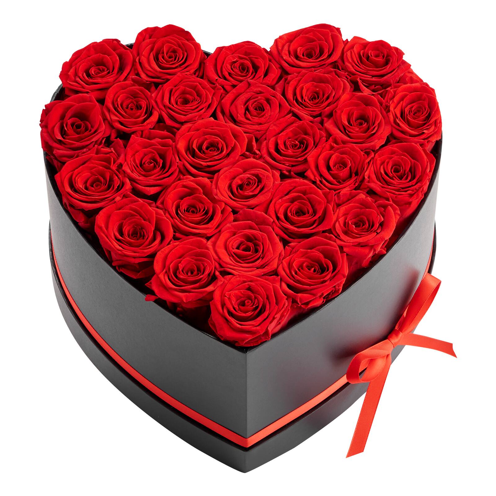Alt View 5. VEVOR - Forever Flowers, 27 Preserved Roses in a Heart Shape Box, Eternal Flowers Immortal Bouquet Birthday Present - Red, Black.