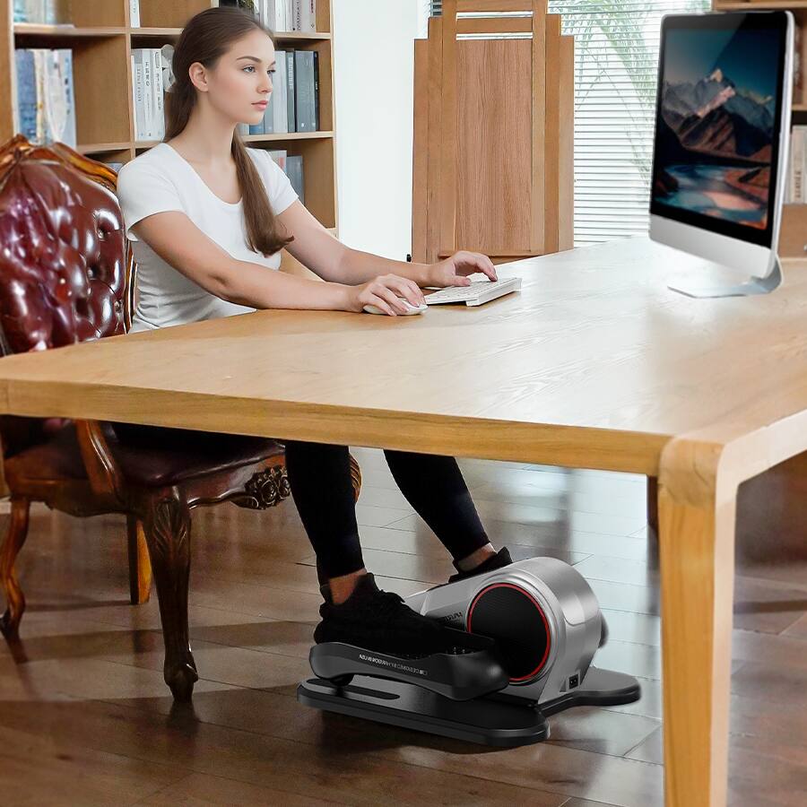 Alt View 4. HARISON - HARISON Under Desk Elliptical Machine for Seniors, Mini Elliptical with 12-Level Magnetic Resistance (BB305) - SILVER.