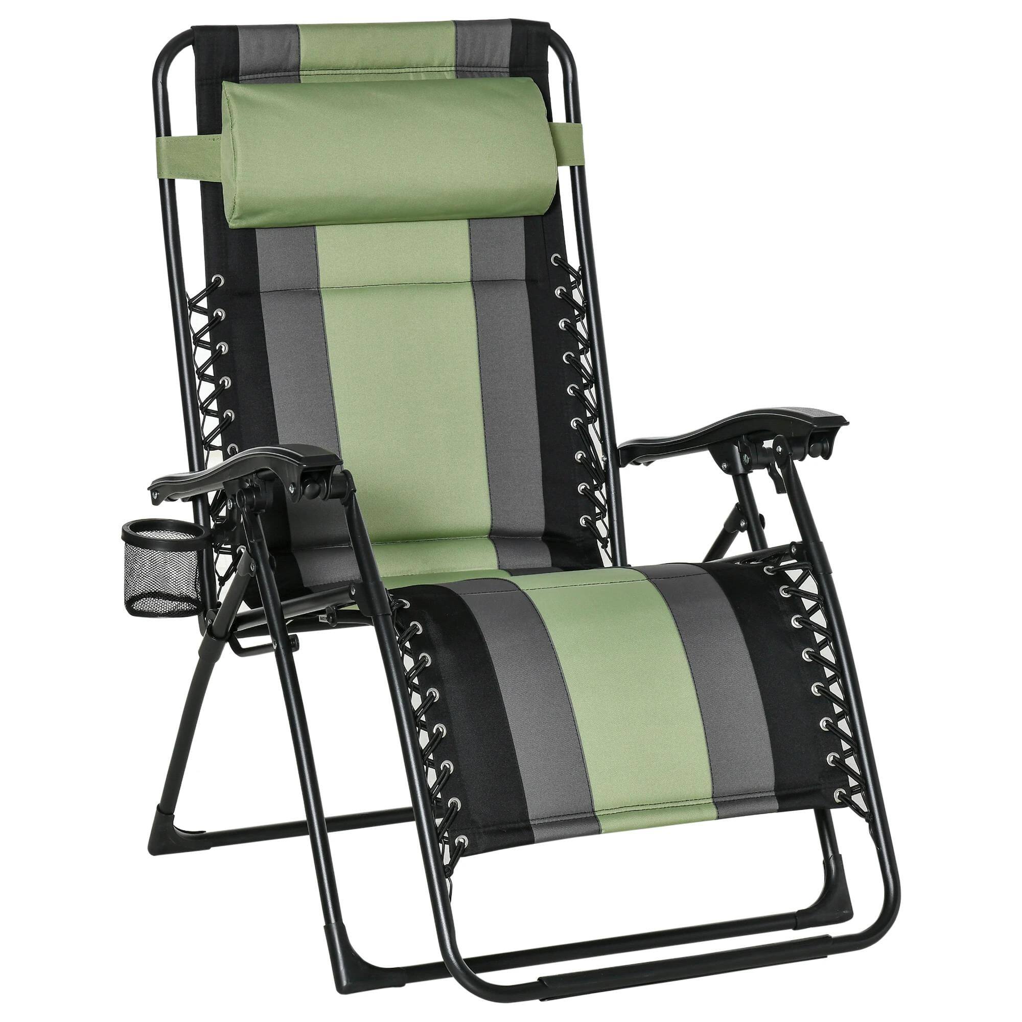 Resenkos - XL Oversize Zero Gravity Recliner, Padded Patio Lounger Chair, Folding Chair - Green
