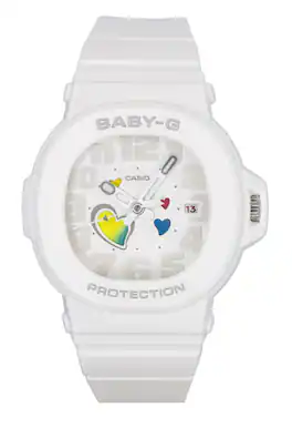 Casio - Baby-G Analog Playful Hearts Series Dial Quartz BGA-10-7A 100M Ladies Watch - White