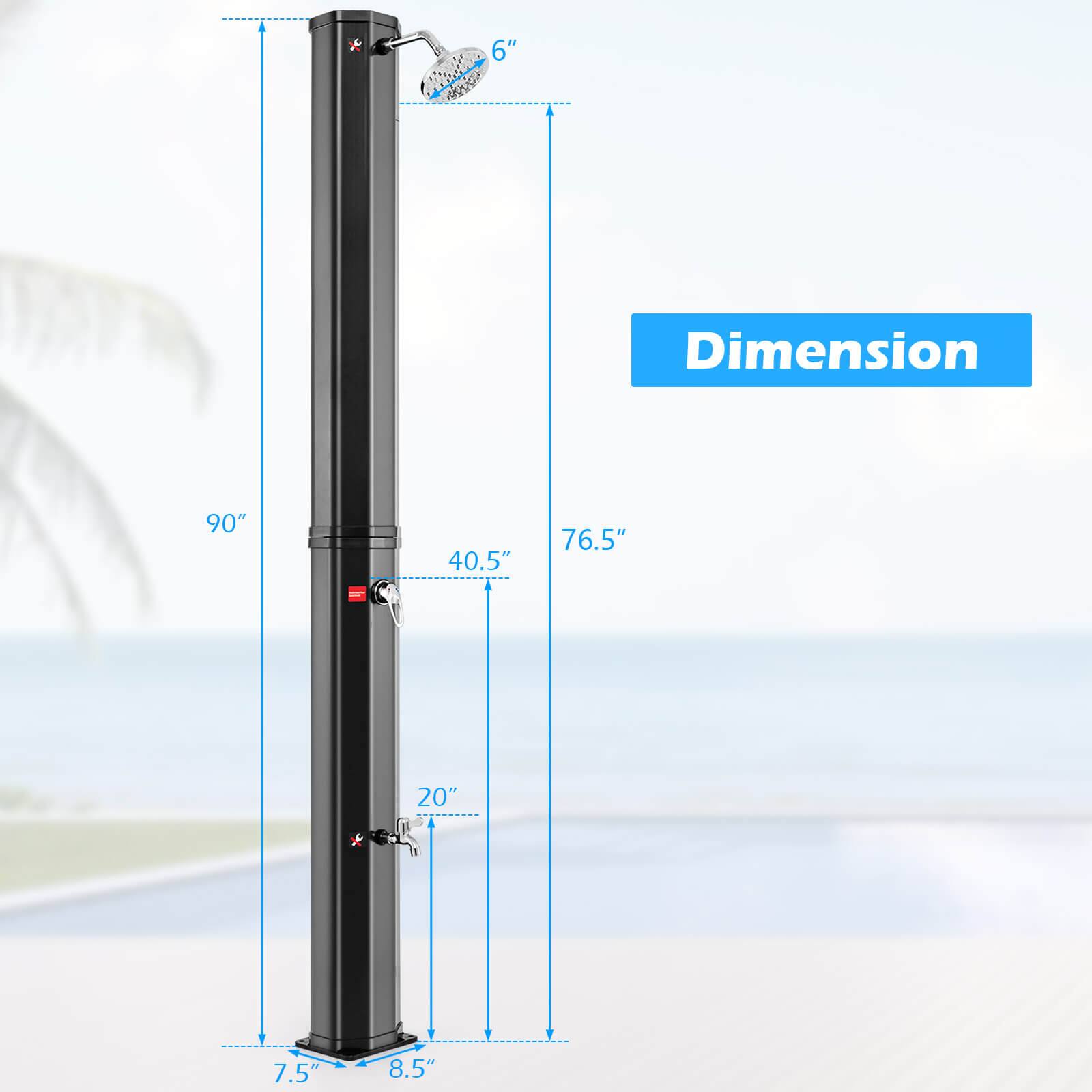Alt View 2. Costway - Costway 15.9 Gallon Solar Heated Outdoor Shower with Shower Head and Foot Shower Tap - Black.
