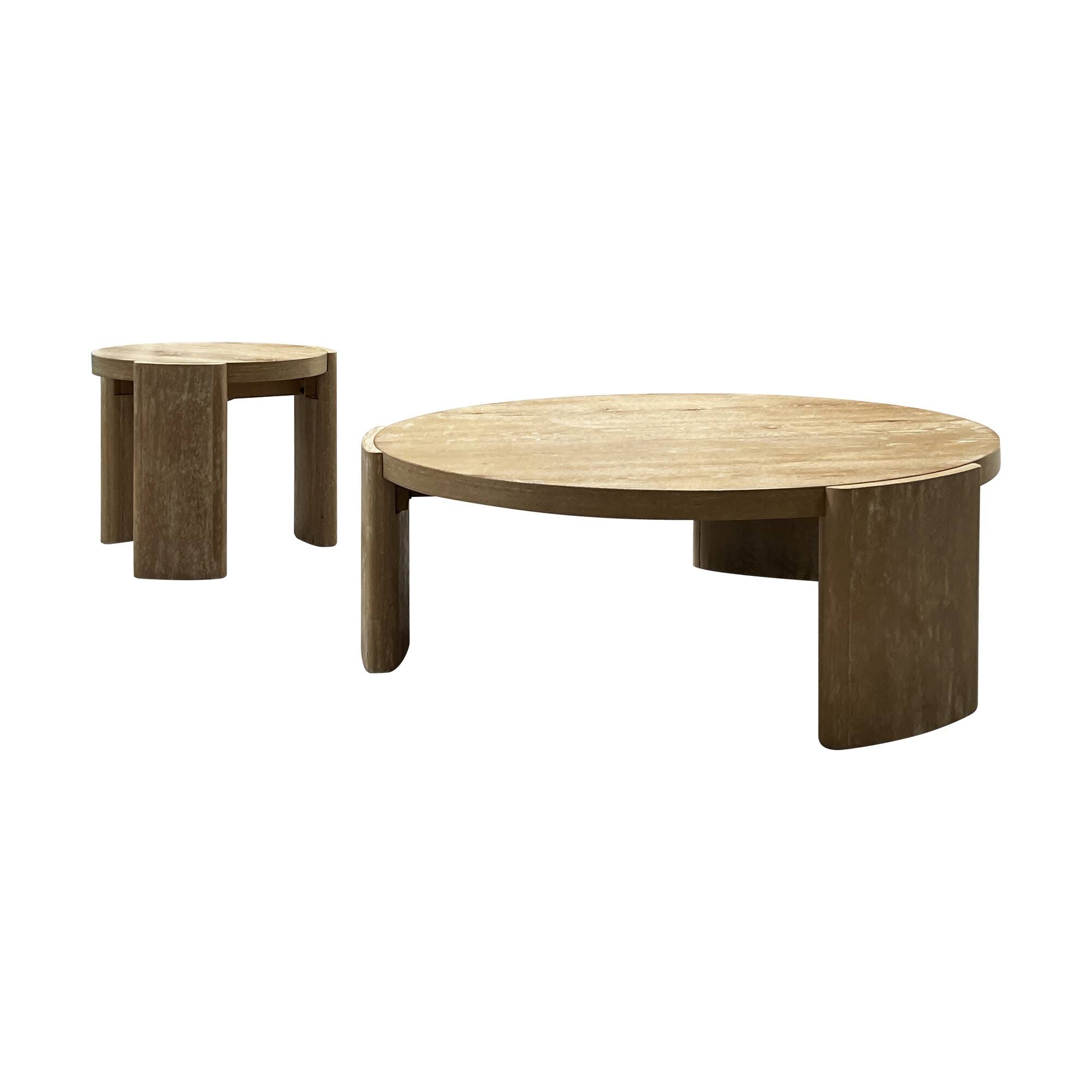 Alt View 3. Boyel Living - Organic-Edge Round Solid Wood End Table with 3-Leg Base - Brown.