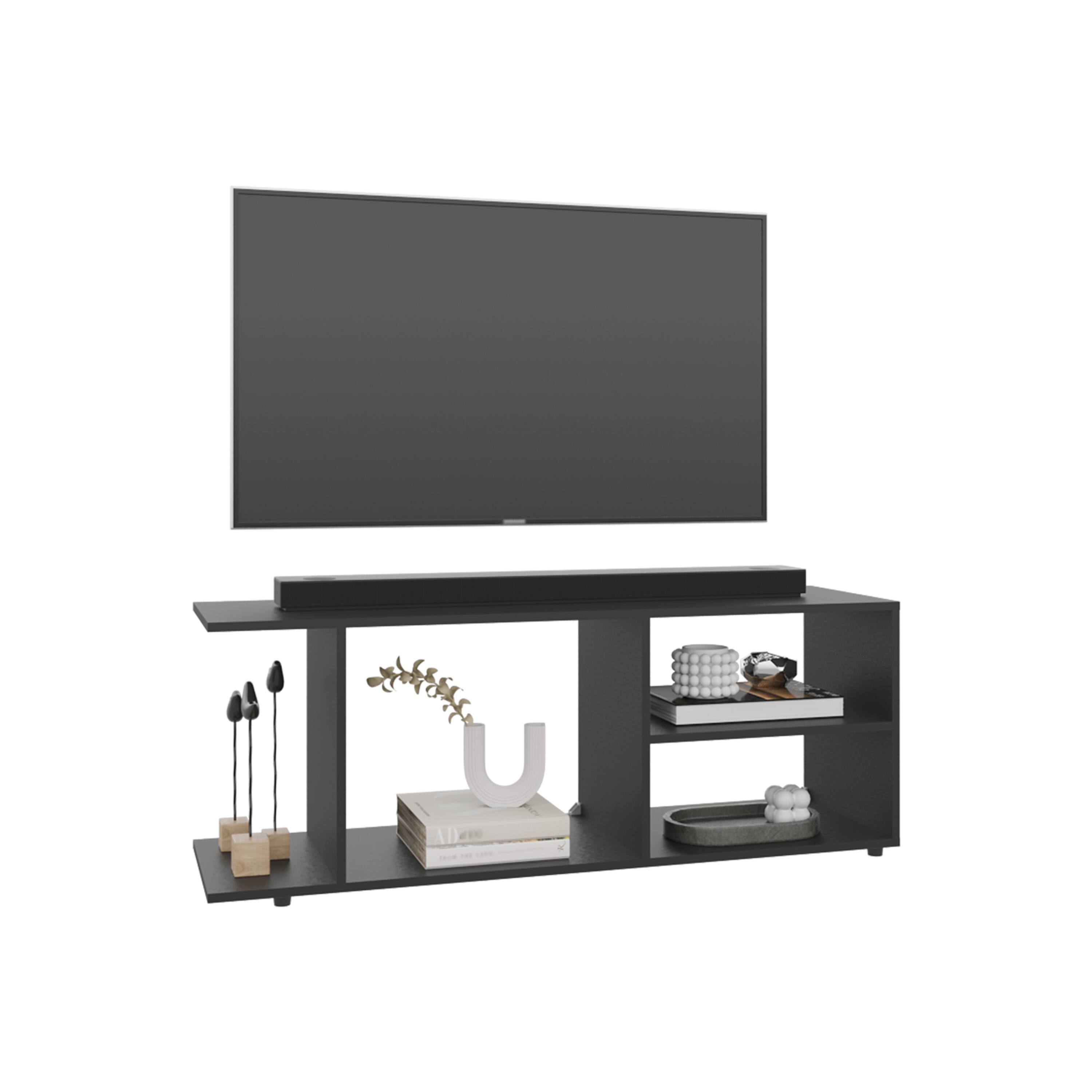 Alt View 1. Spaco - Spaco Low Profile Entertainment Center for 65 Inch TVs, 4 Open Shelves, TV Stand, Sturdy 4 Legs, for Living Room - Black.