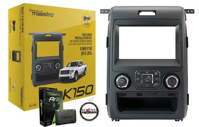 Ce dit WHAT'S IN THE BOX GLM maestro CAR RADIO INSTALLATION KIT KIT D'INSTALLATION AUTORADIO FORD F150 2013-2014 maestro KIT-F150 SPOTESEM maestro Rr2 K150 SOEND OF THE STATE maestro 88 AC MAX AC