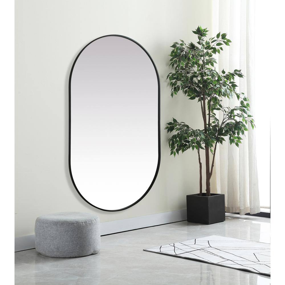 Alt View 4. Elegant Decor - Metal Frame Oval Mirror 36x60 Inch in Black - Black.