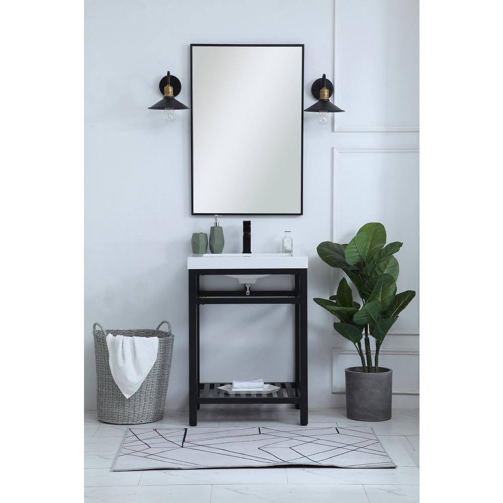 Alt View 8. Elegant Kitchen and Bath - 24 inch Single Bathroom Metal Vanity in Black - Black.