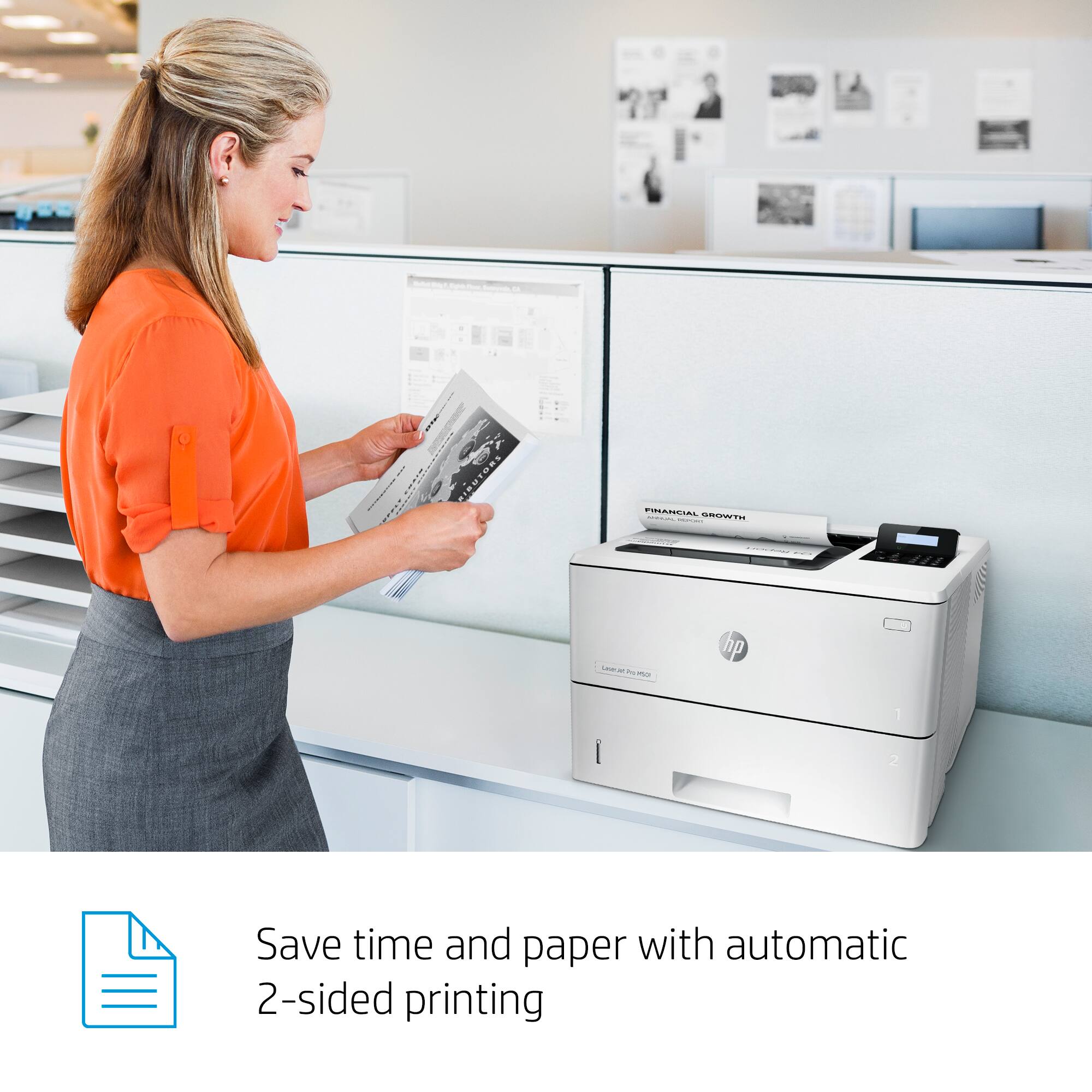 "Save time and paper with automatic 2-sided printing."