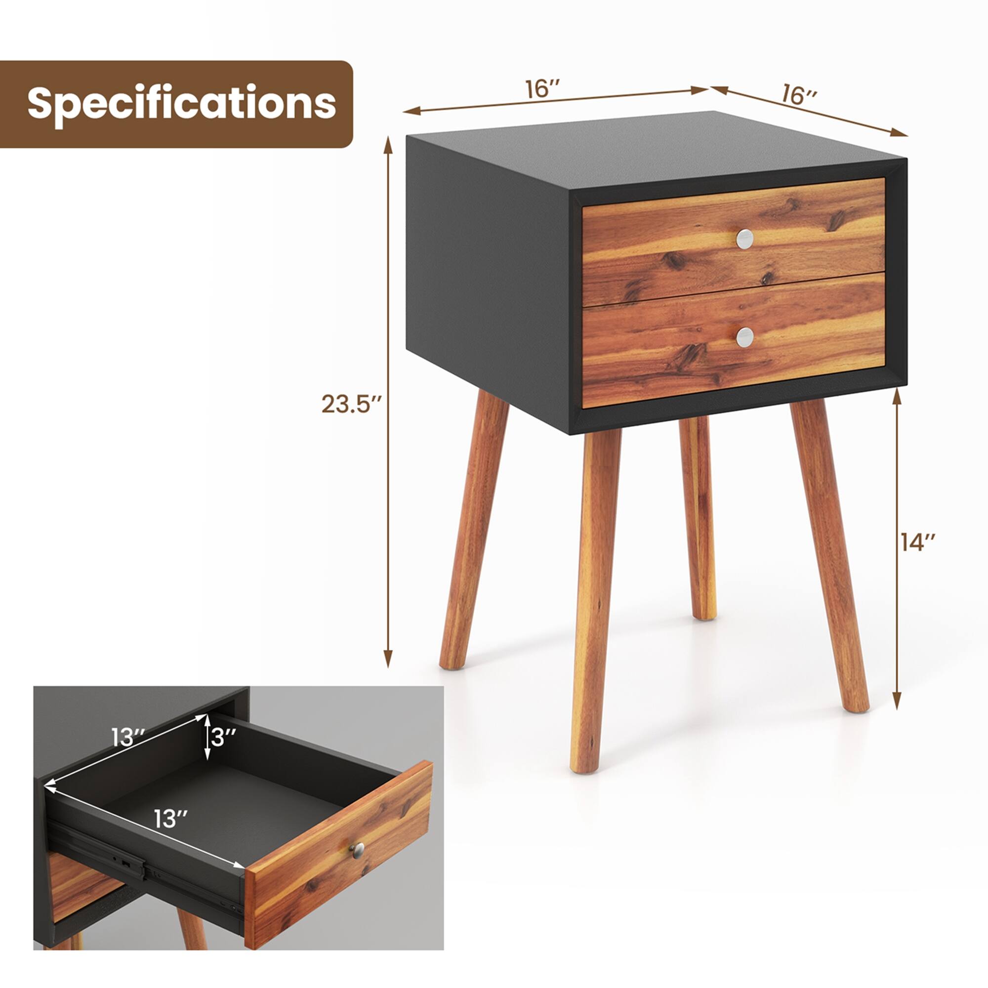 Specifications: 16" 16" 23.5" 14" 13" 3" 13"