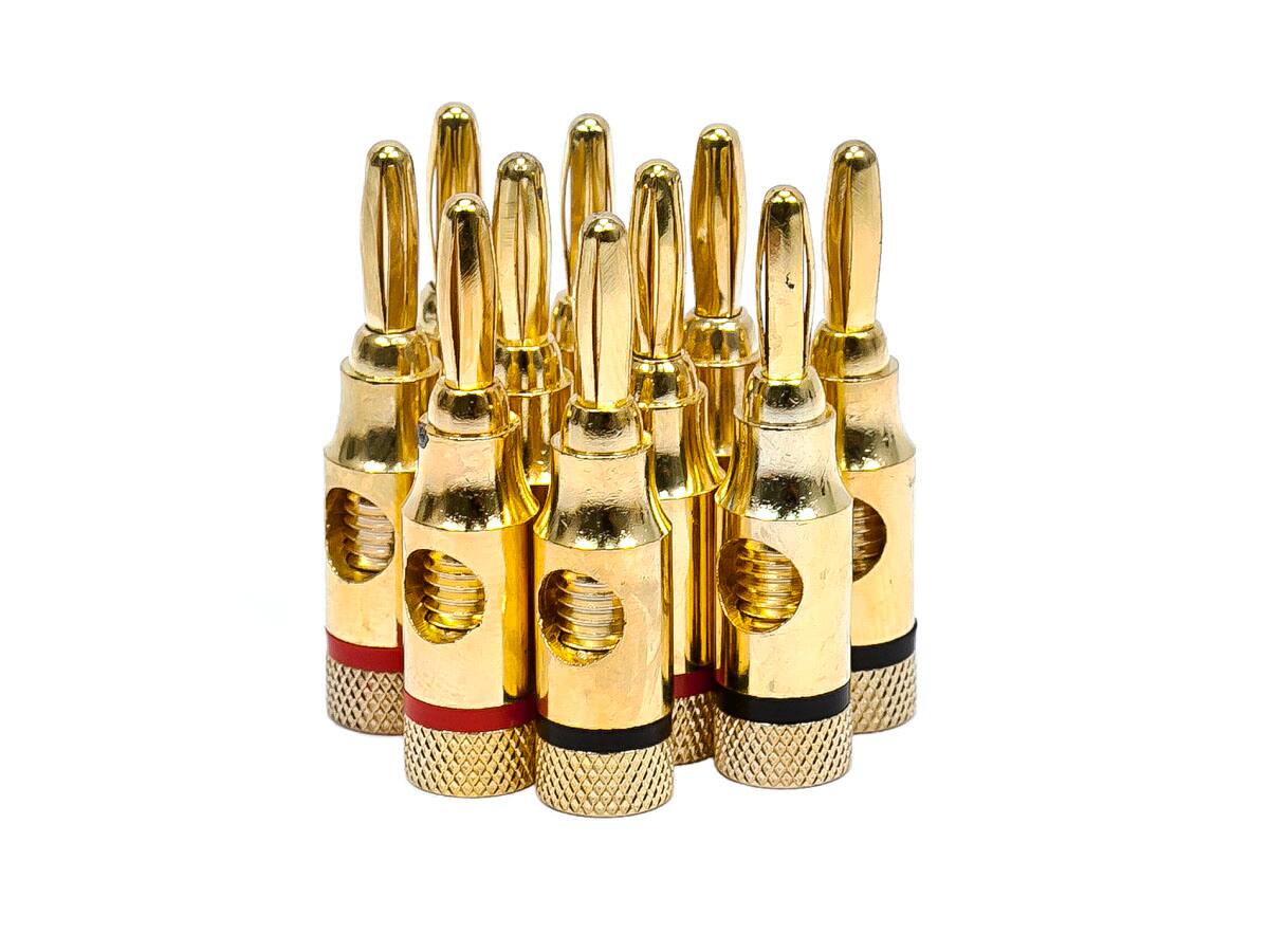 Front. Monoprice - Monoprice High-Quality Gold Plated Speaker Banana Plugs (Open Screw Type, 5 Pairs) - Black.