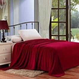 Noble House - Plazatex Micro Plush Solid Blanket - Queen 86x86" - Burgundy