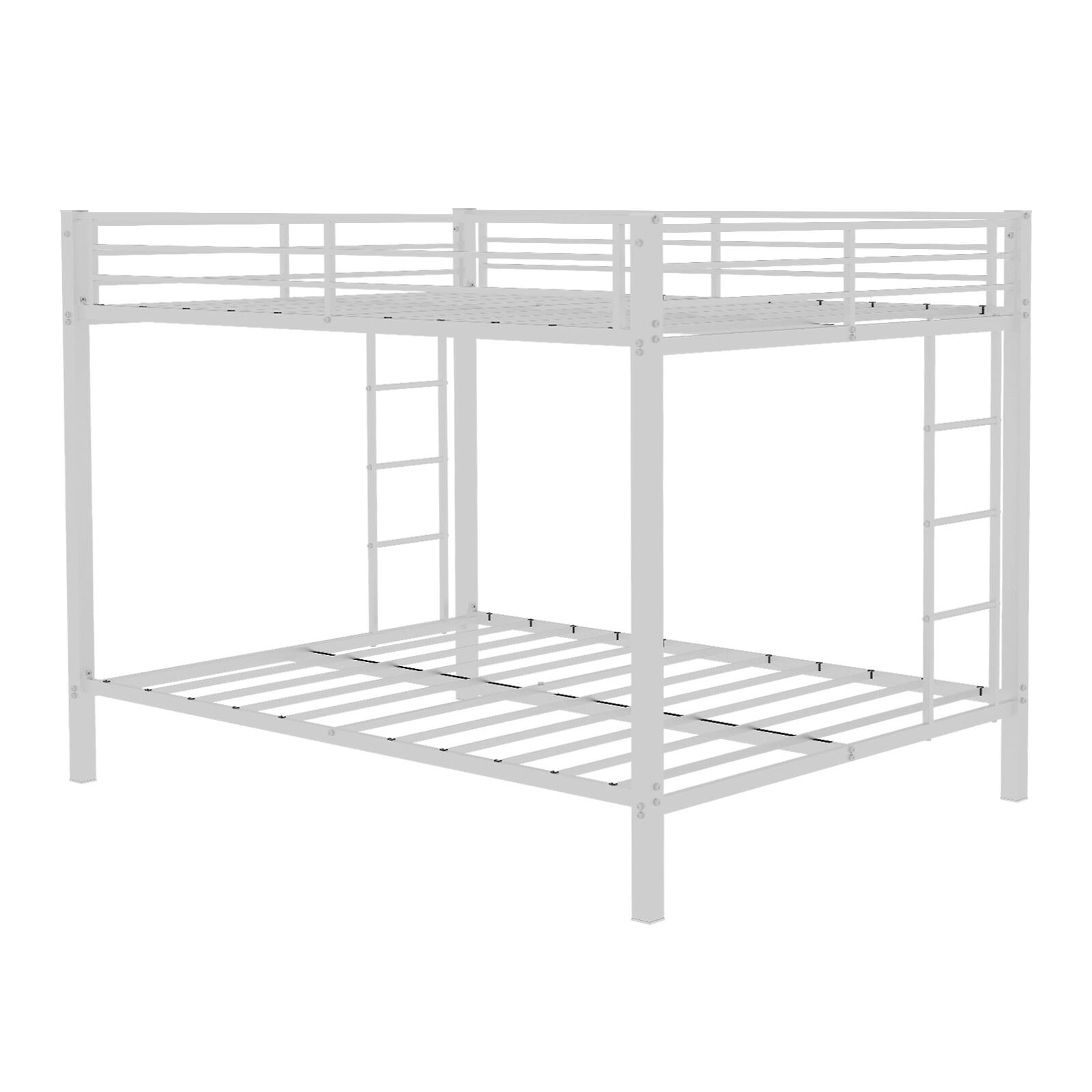 Alt View 9. Loheer - Loheer Heavy Duty White Metal Queen Bunk Bed Space Saving Square Tube Iron Frame - White.