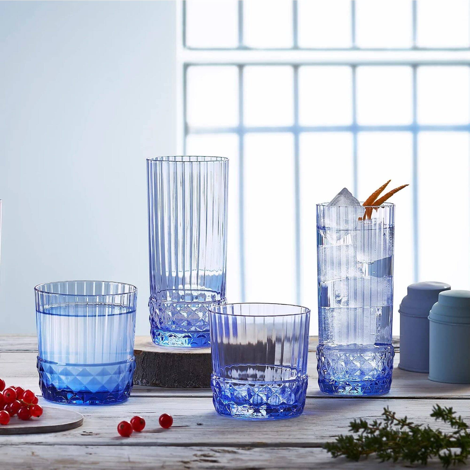 Alt View 2. Bormioli Rocco - Bormioli Rocco Cooler Drinking Glasses, Set of 6, Sapphire Blue, 16.25 Oz - Clear.