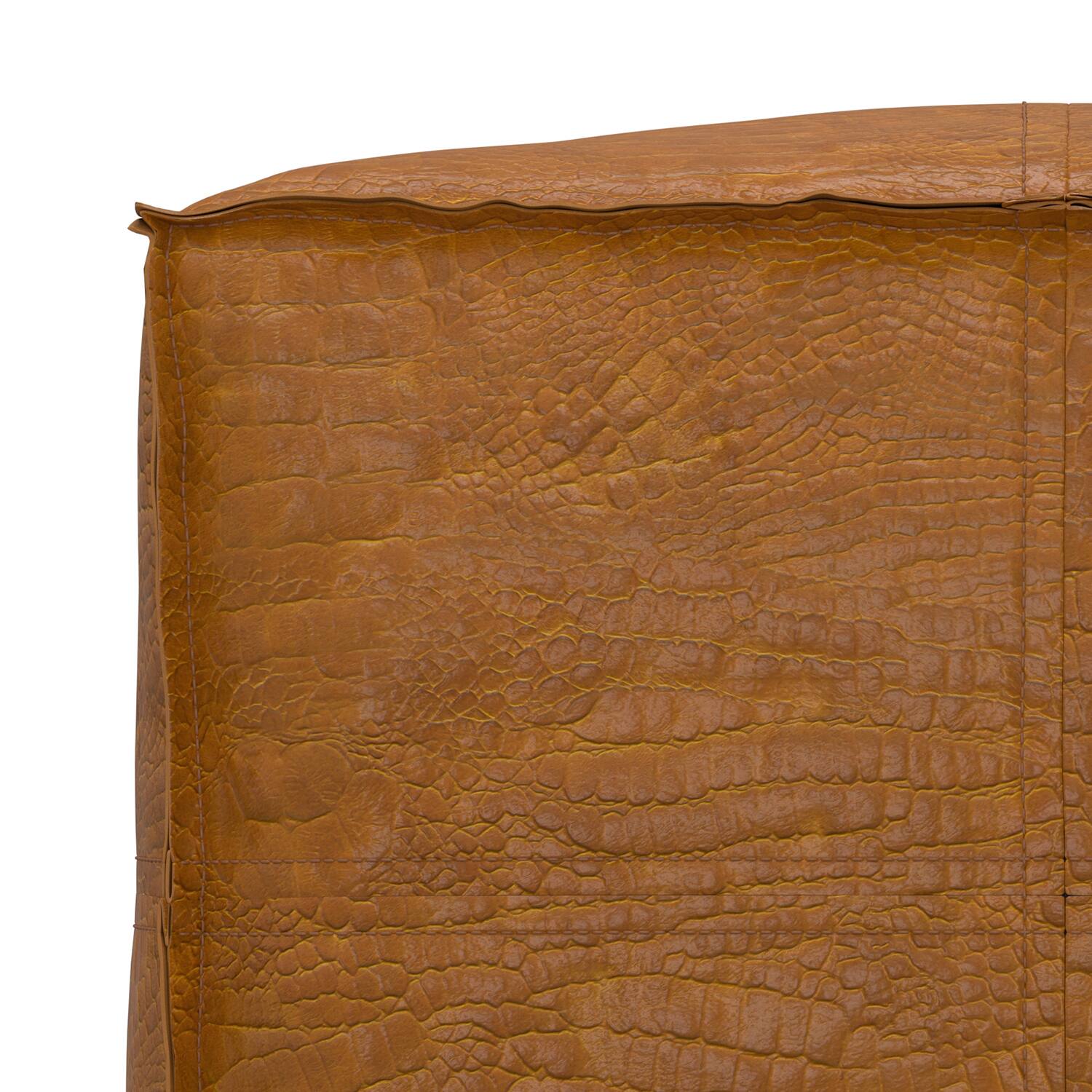 Alt View 4. Simpli Home - Brody 18 inch Wide Boho Square Pouf in Tan Genuine Leather - Tan.