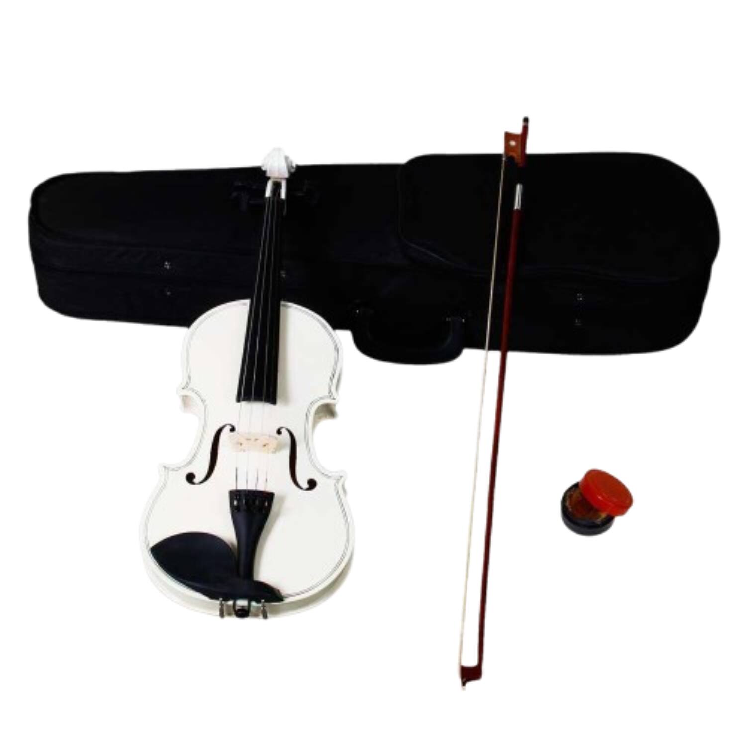 Front. Home Collection - 4/4 Size Student Acoustic Violin Fiddle with Case, Bow, and Rosin - White - White.