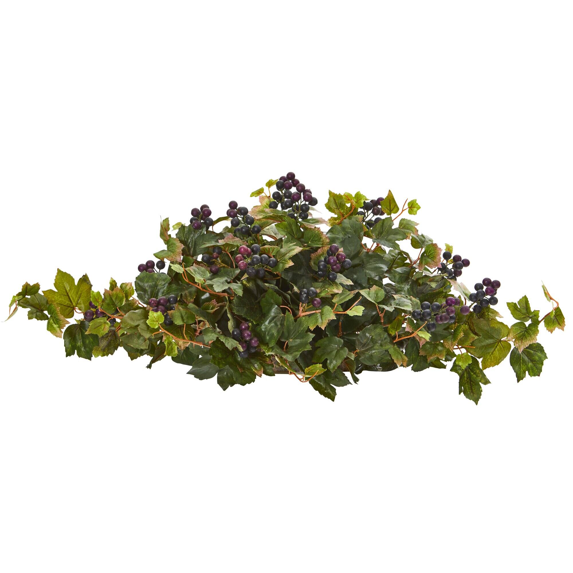 Front. BreeBe - 33" Grape Leaf Artificial Ledge Plant - Green.
