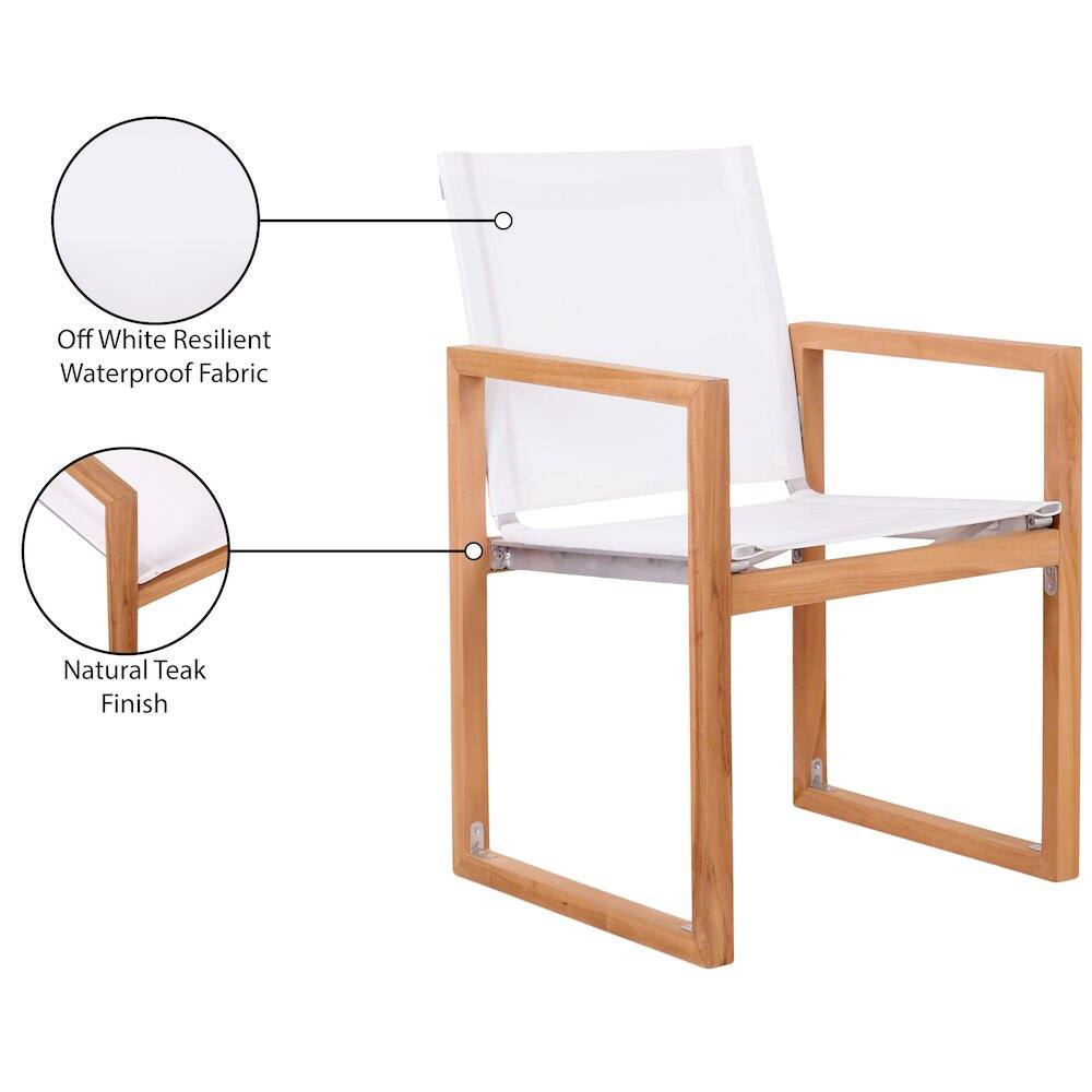 Off White Resilient Waterproof Fabric  
Natural Teak Finish