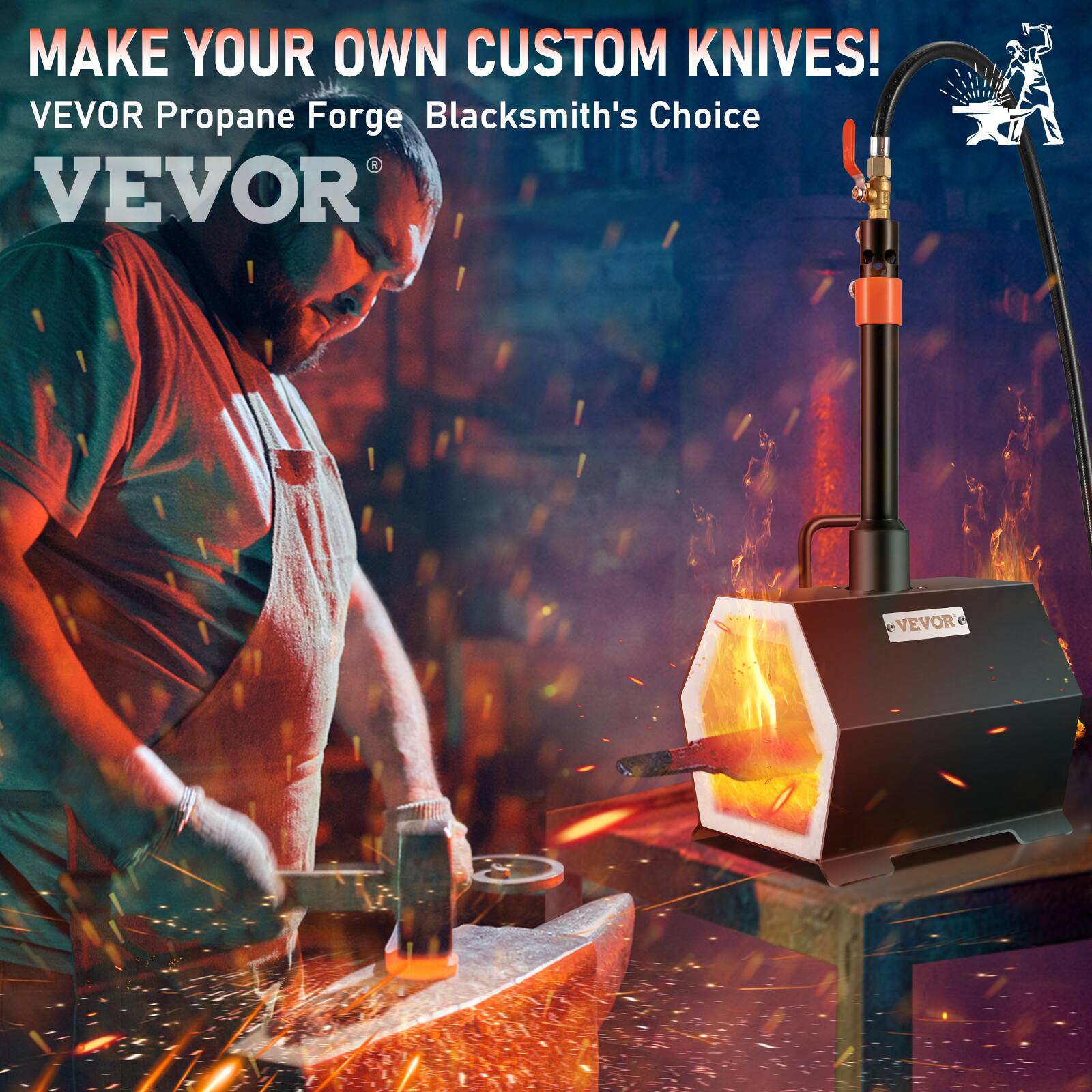 MAKE YOUR OWN CUSTOM KNIVES!  
VEVOR Propane Forge Blacksmith's Choice  
VEVOR