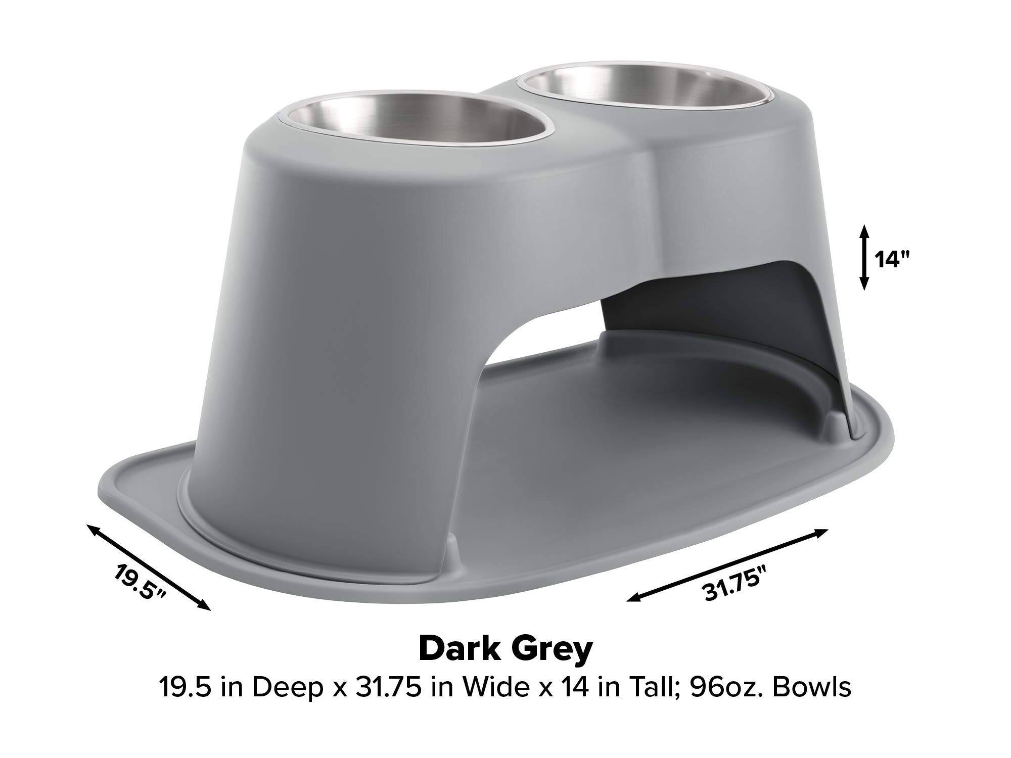 14"  
19.5" 31.75" Dark Grey  
19.5 in Deep x 31.75 in Wide x 14 in Tall; 96oz. Bowls