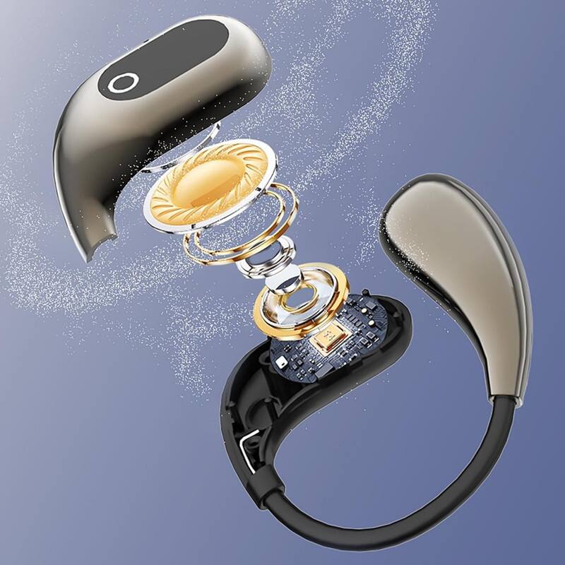 Angle. RISOKEYS - Open Wireless Bluetooth Sports Black Earphones, Waterproof, Ultra Long Battery Life, high-Definition Sound Quality - White.