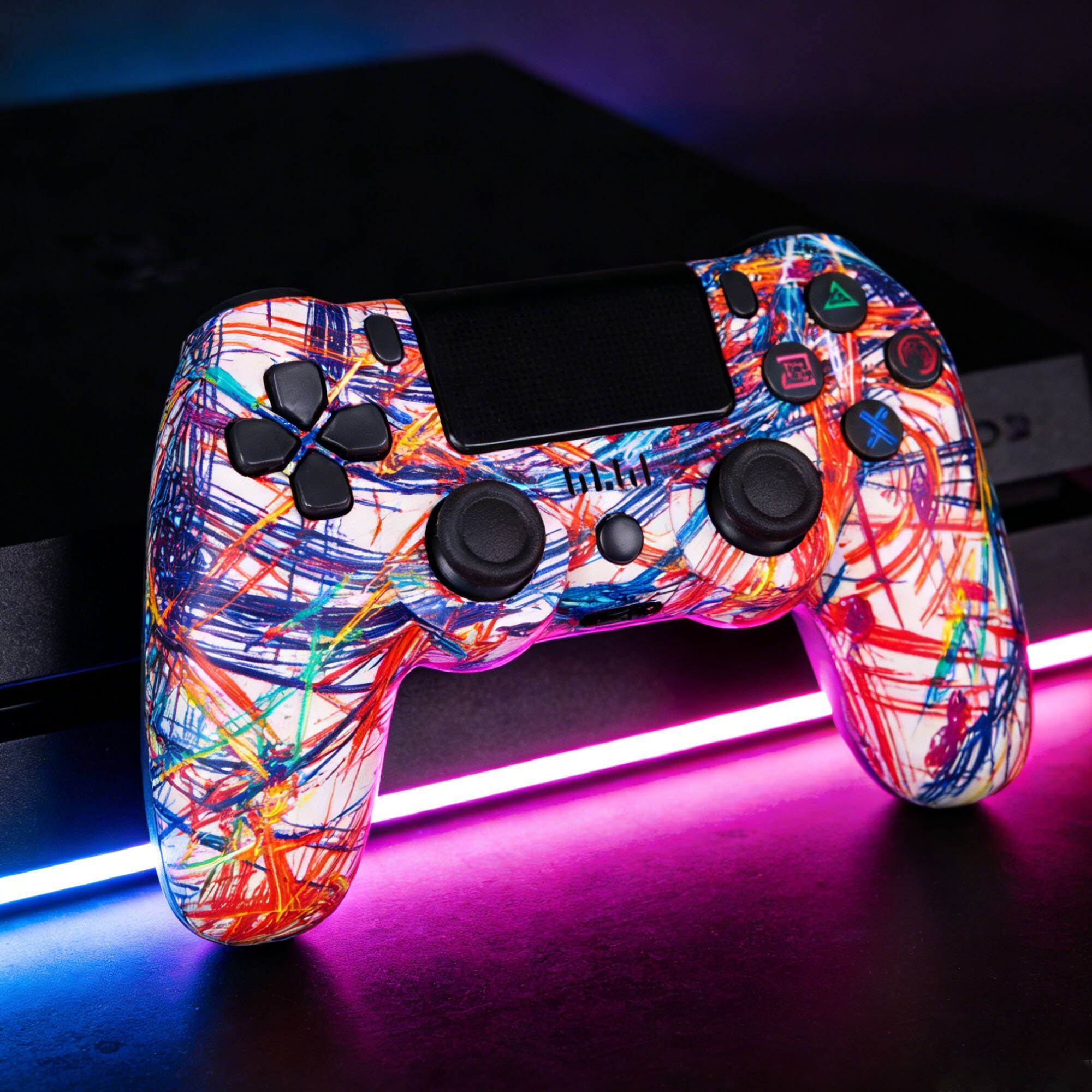 Alt View 3. YONWAY - Wireless Controller for PS4/PC/Steam/Android/iPhone with Vibration Feedback, Motion Sensing, Touchpad and Light Bar - line.