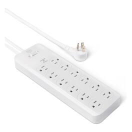 Dazzed Corner - Surge Protector Power Strip, 8 FT Extension Cord - White