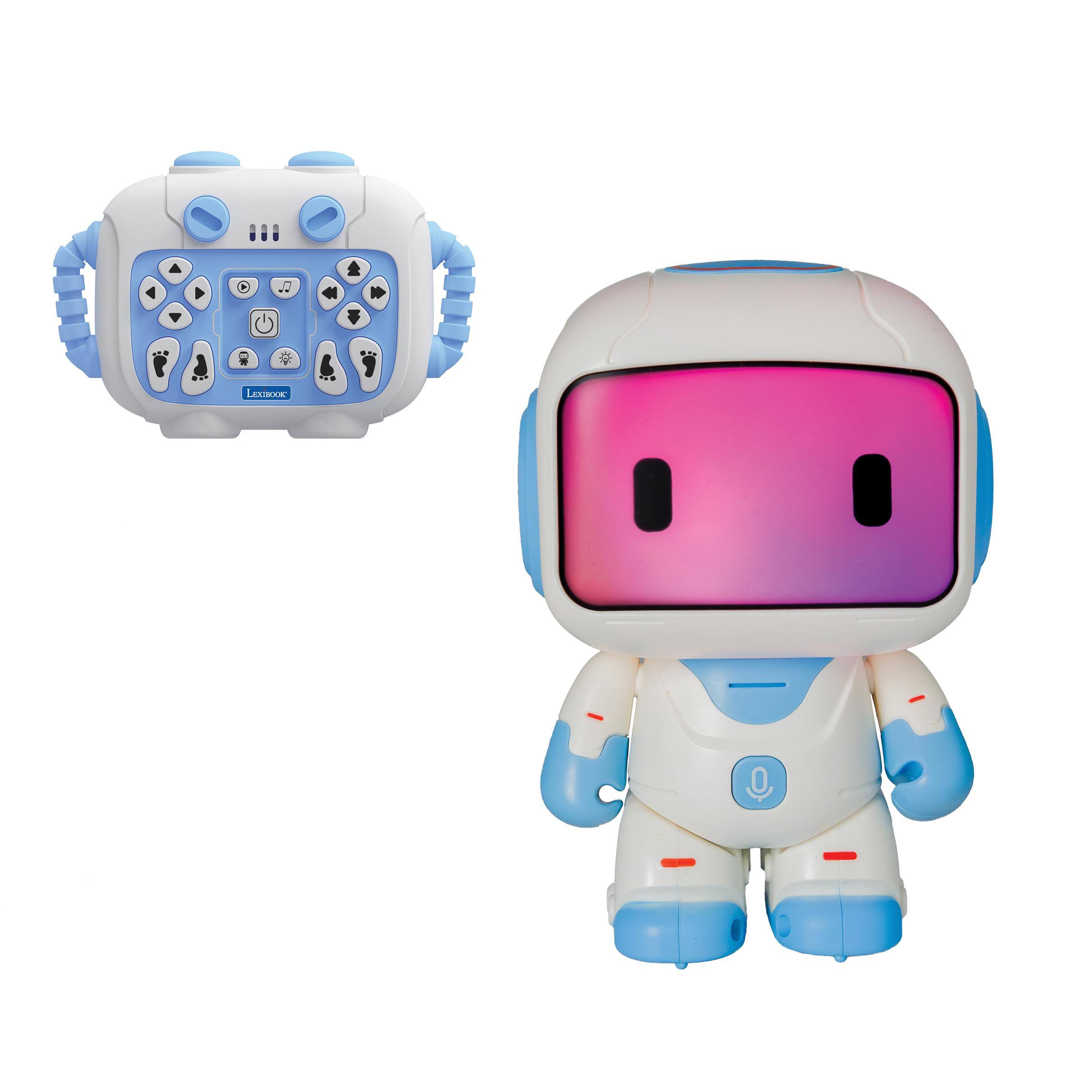 Front. Lexibook - POWERMAN, Mini Programmable Robot, custom 20-step actions, 10 songs, dancing, 3 lighting modes, voice recording, message.
