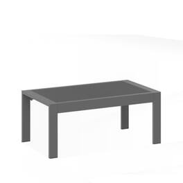 Mondawe - 43" x 24" Metal Outdoor Coffee Table with Wood-Look Top - Gray