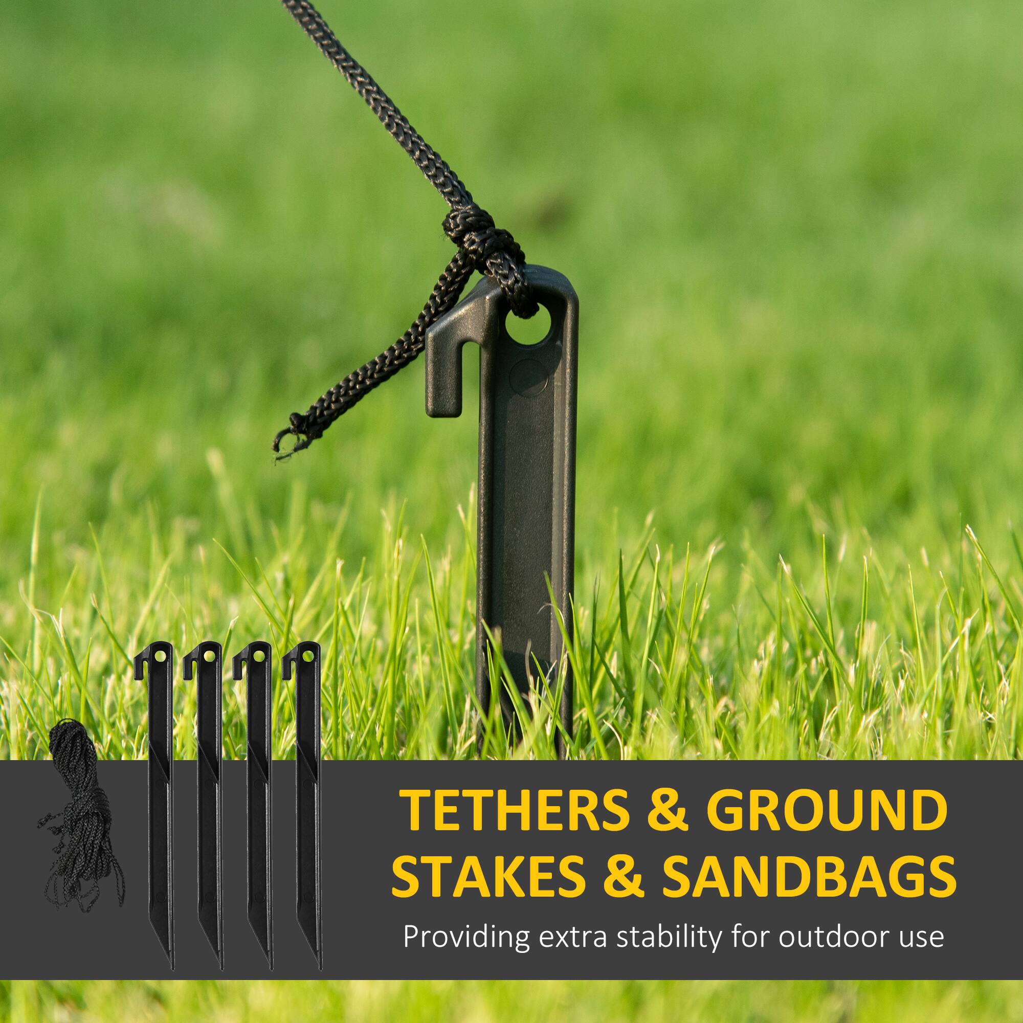 Tethers & Ground Stakes & Sandbags: Providing extra stability for outdoor use.