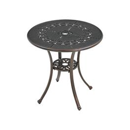 Mondawe - Round Patio Table with Umbrella Hole - Bronze