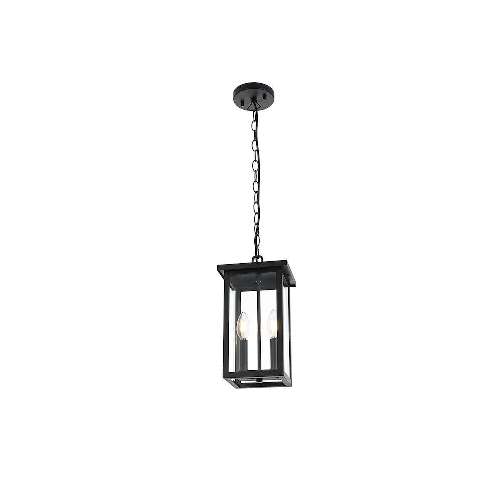 Angle. Elegant Lighting - Venango 7 inch Outdoor Pendant in Black - Black.