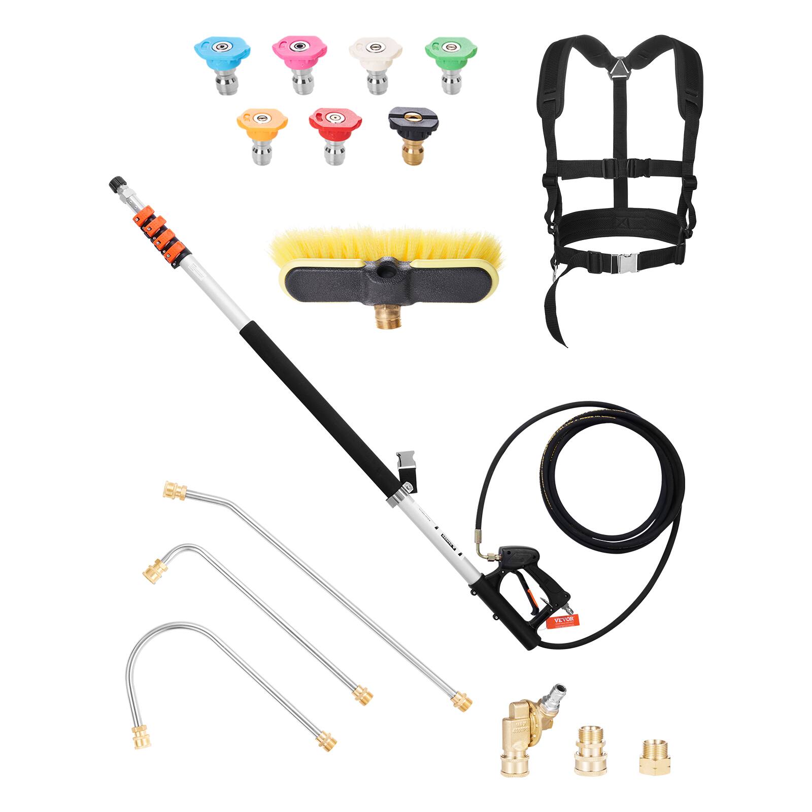 Alt View 4. VEVOR - Pressure Washer Telescoping Wand, 21 ft, 4000 psi, Telescopic Spray Wand with Power Washer Extension Wands - Black + aluminum metallic color.