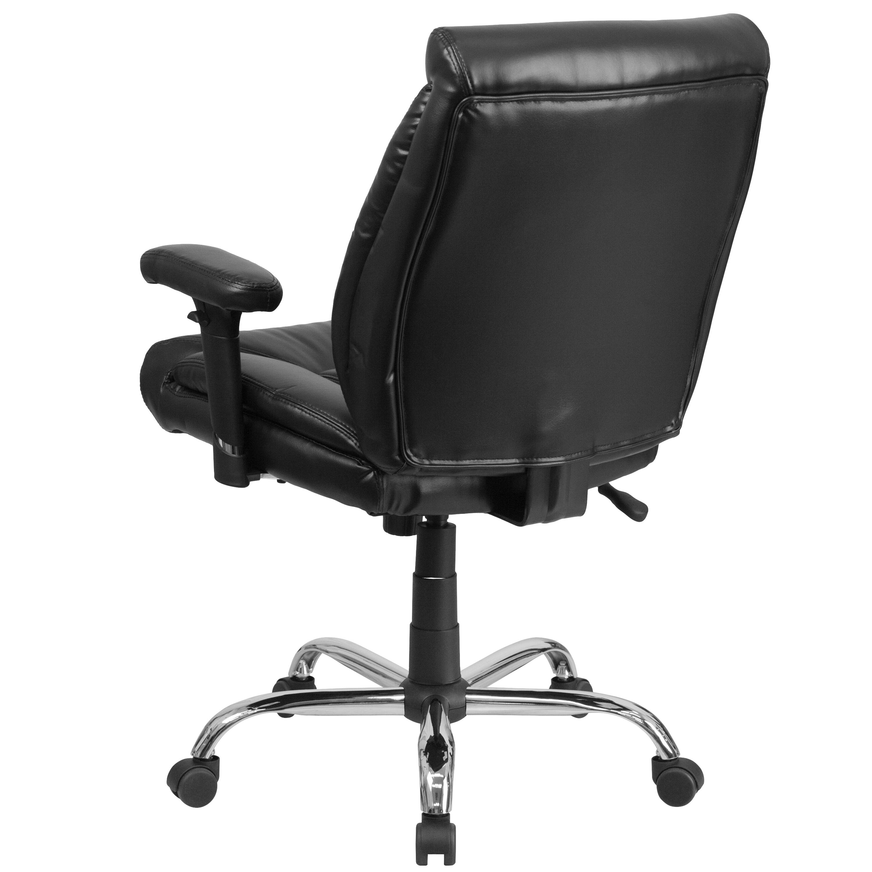 Alt View 5. Emma + Oliver - 400 lb. Big & Tall Mid-Back Deep Tufted Ergonomic Task Office Chair & Arms - Black LeatherSoft.