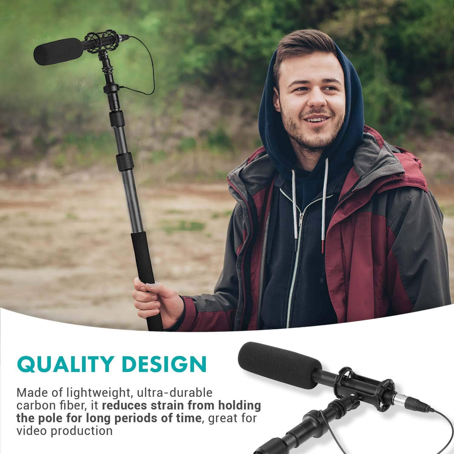 QUALITY DESIGN

Made of lightweight, ultra-durable carbon fiber, it reduces strain from holding the pole for long periods of time, great for video production